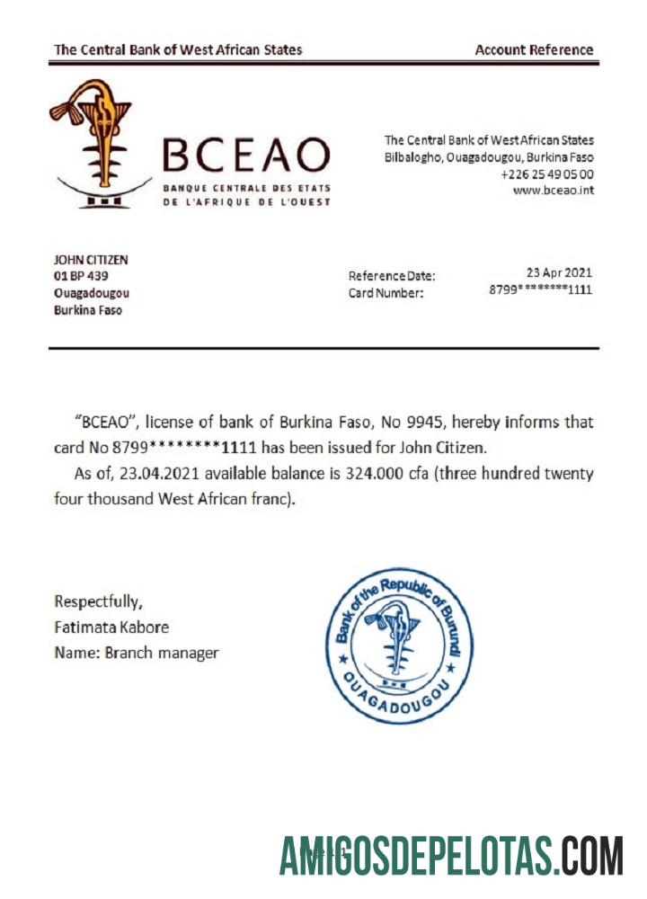 Burkina Faso Referência do Banco Central dos Estados da África Ocidental baixar para verificação